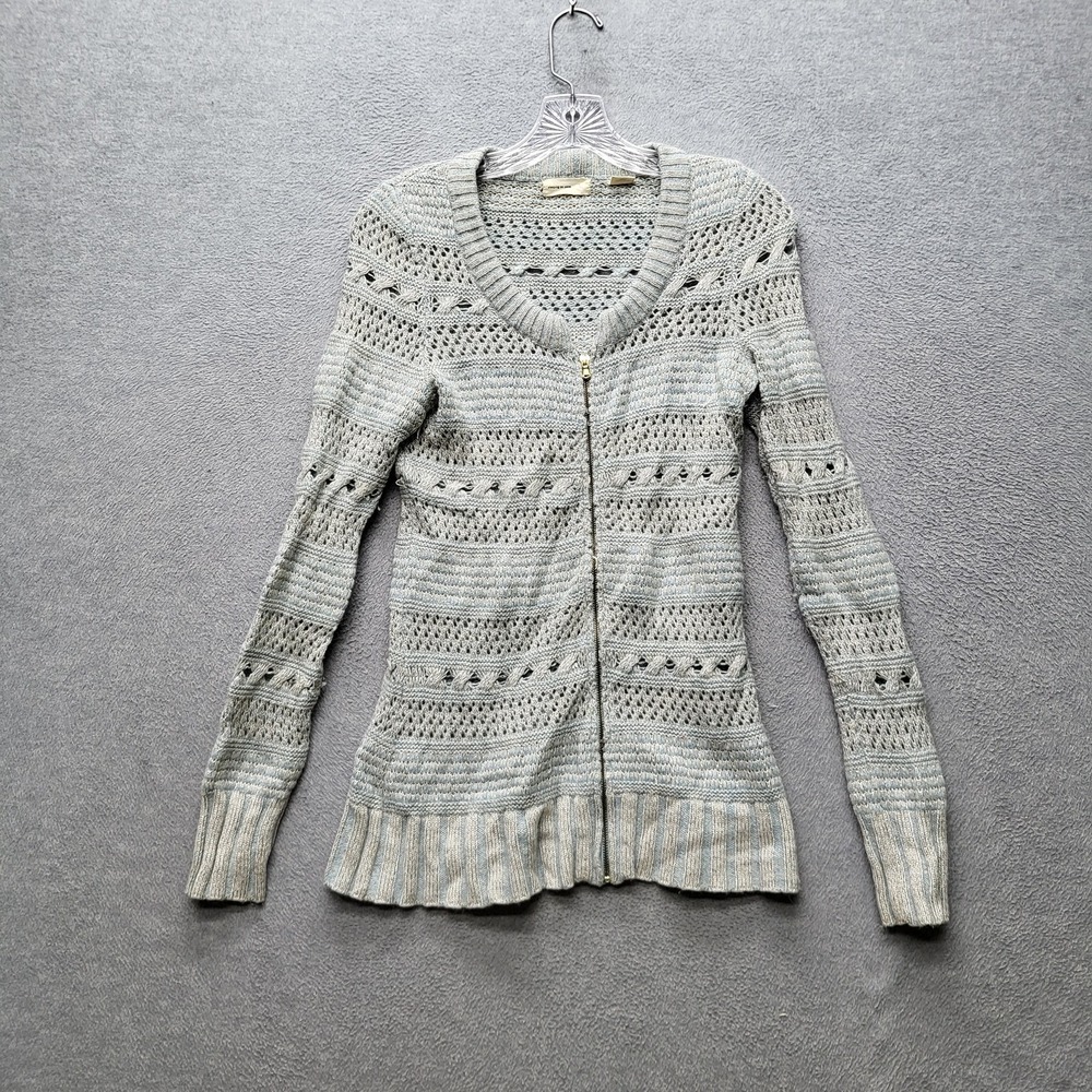 Sleeping On Snow Women Sweatshirt S Light Blue Cotton Wool Striped Cardigan